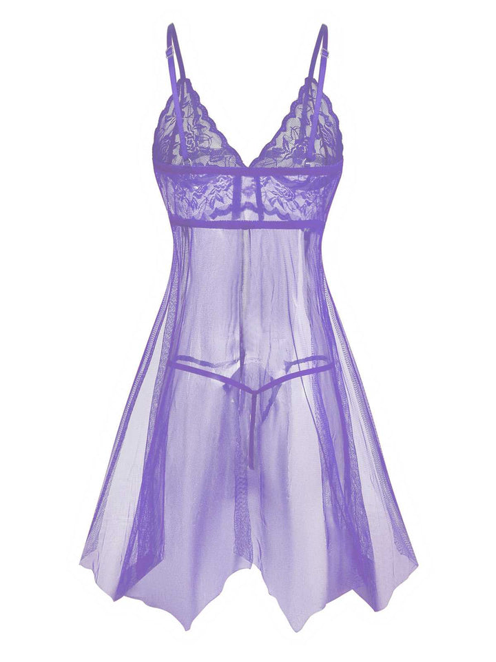 Slip Lace Bow Sheer Nightdress - vintage dress, retro fashion, rockabilly