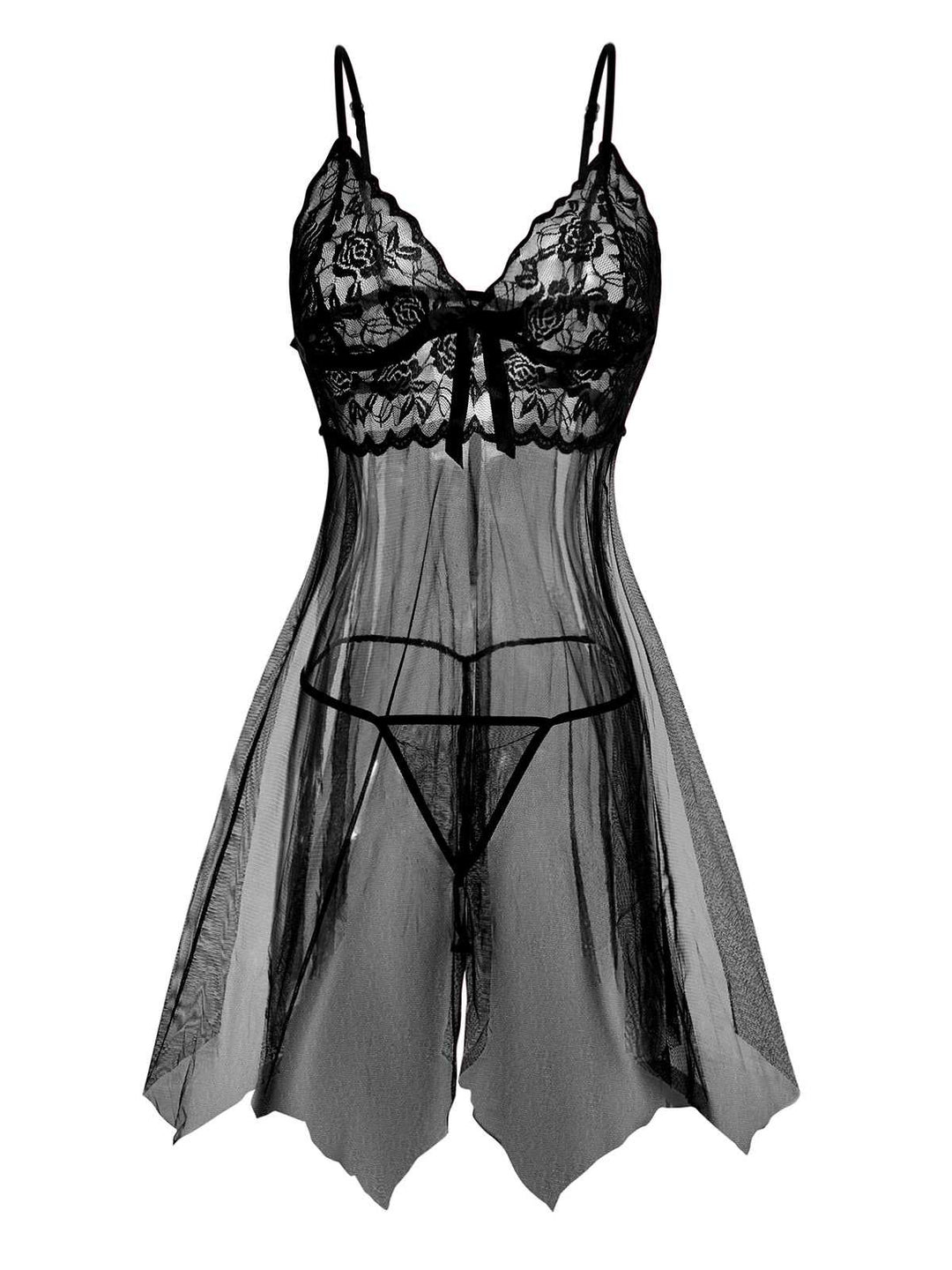 Slip Lace Bow Sheer Nightdress - vintage dress, retro fashion, rockabilly