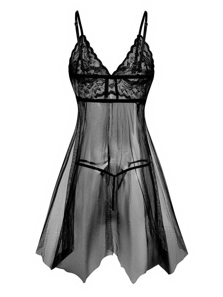 Slip Lace Bow Sheer Nightdress - vintage dress, retro fashion, rockabilly