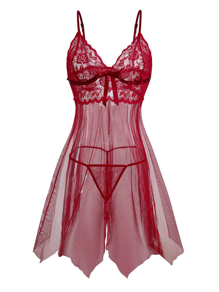 Slip Lace Bow Sheer Nightdress - vintage dress, retro fashion, rockabilly