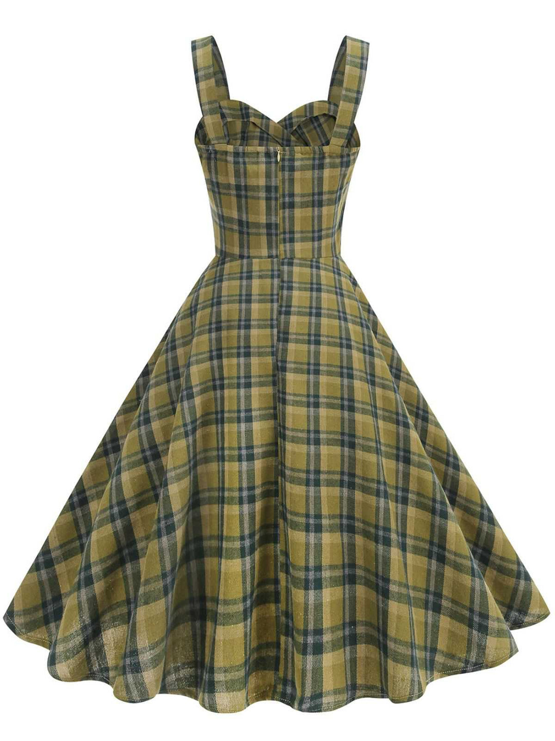 1950s Slip V-Neck Plaid Swing Dress - vintage dress, retro fashion, rockabilly