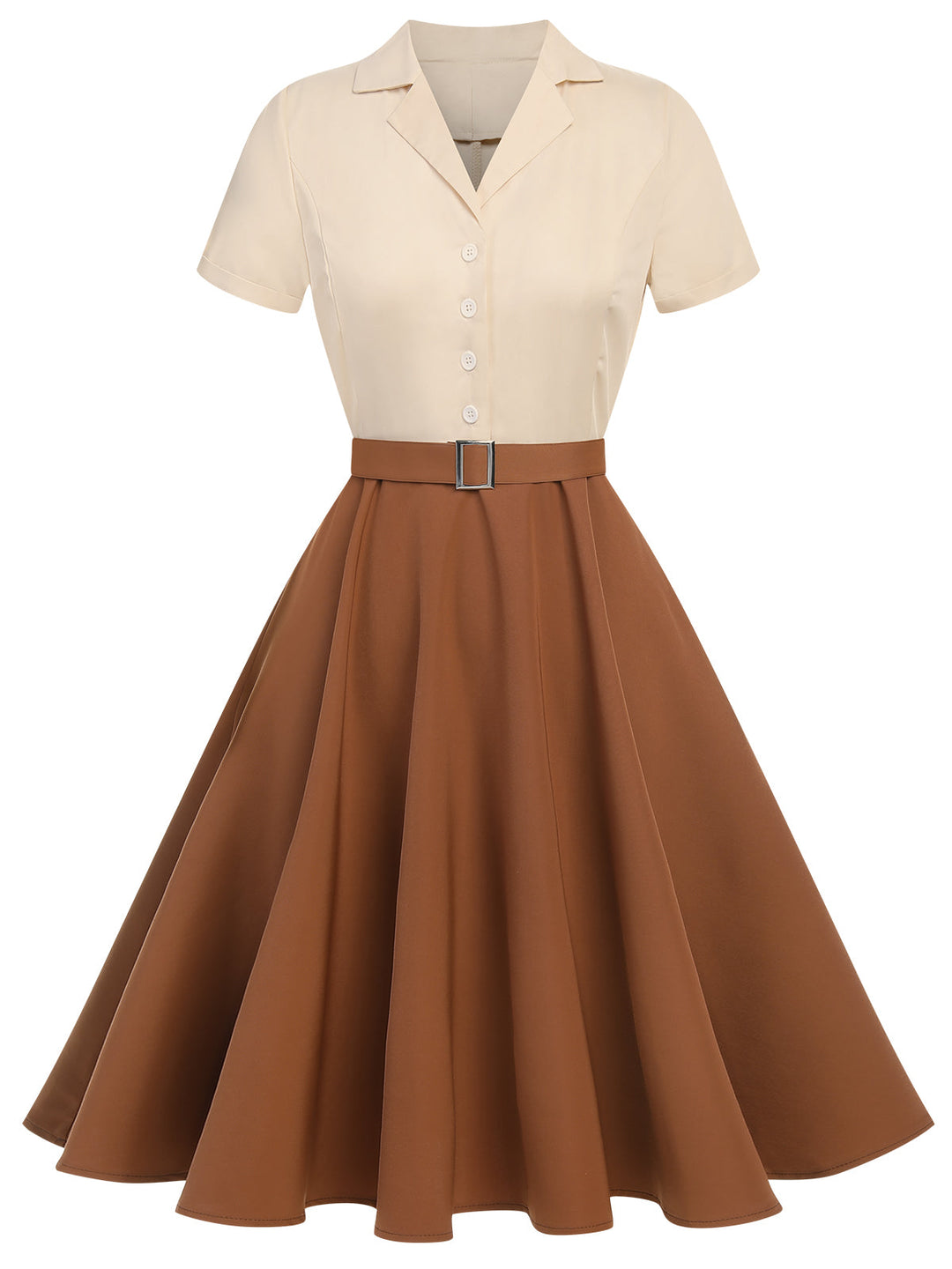 Snow White Style Button 1950s Dress, classic 1950s style elegant retro fashion - Image 4