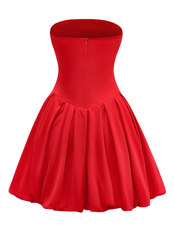 1950s Solid Basque Waist Strapless Bubble Dress - vintage dress, retro fashion, rockabilly