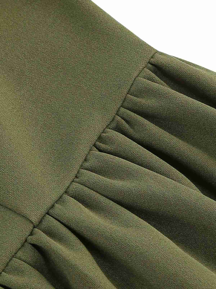 1950s Solid Bow Collar Buttoned Swing Dress: where 1950s romance meets her modern spirit