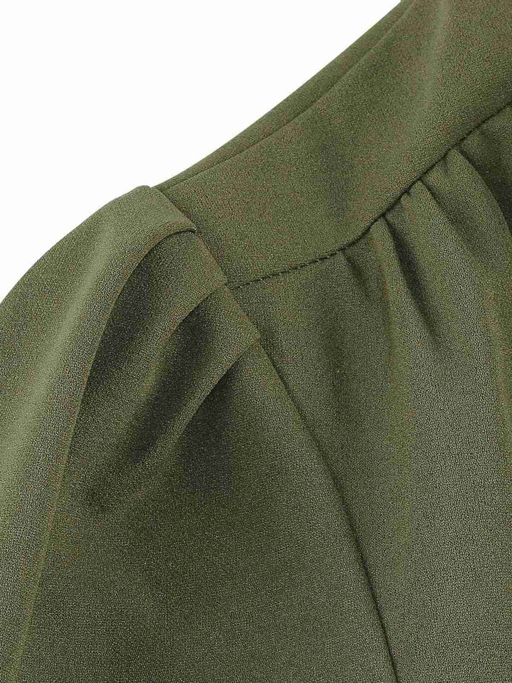 1950s Solid Bow Collar Buttoned Swing Dress — a 1950s silhouette that turns sidewalks into runways