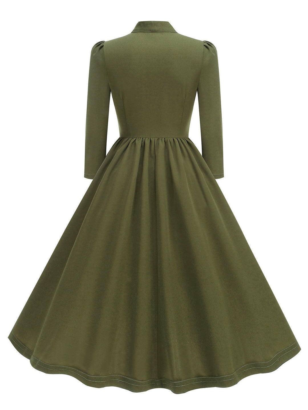 1950s Solid Bow Collar Buttoned Swing Dress — the kind of 1950s dress that makes strangers smile
