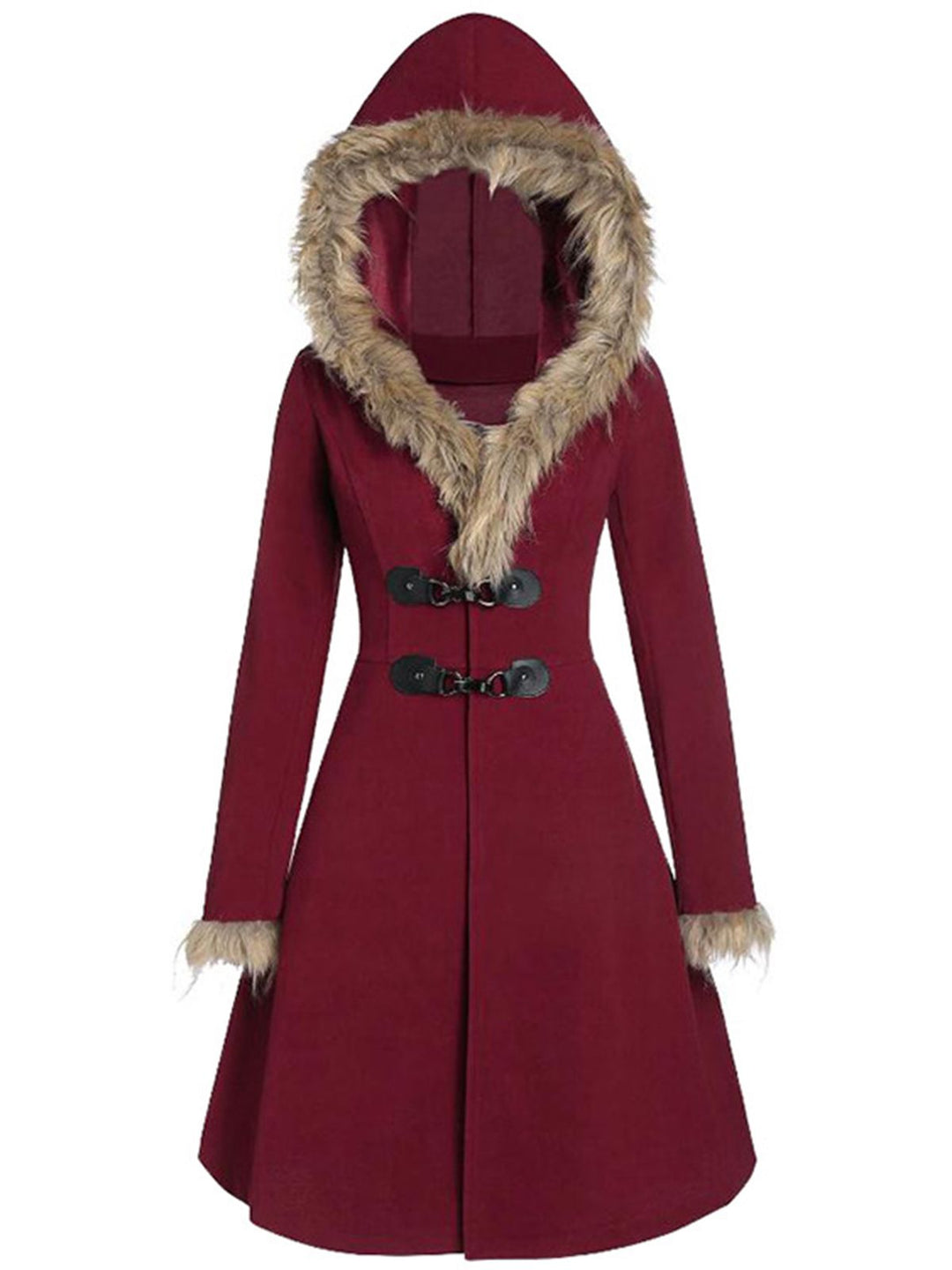 1950s Solid Buckle Fur Trimmed Coat — 1950s sophistication that wraps her in quiet power