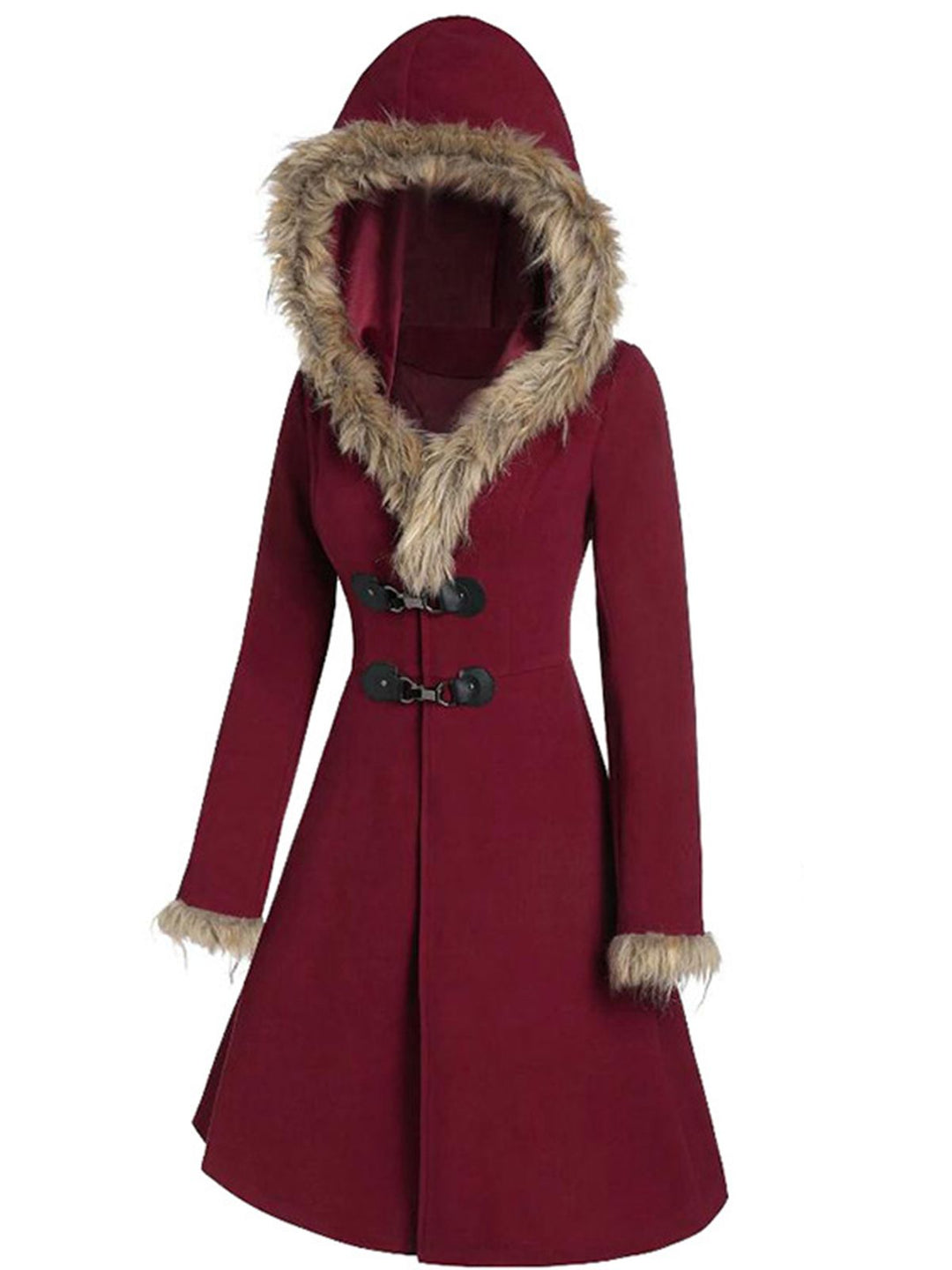 1950s Solid Buckle Fur Trimmed Coat: timeless style reimagined