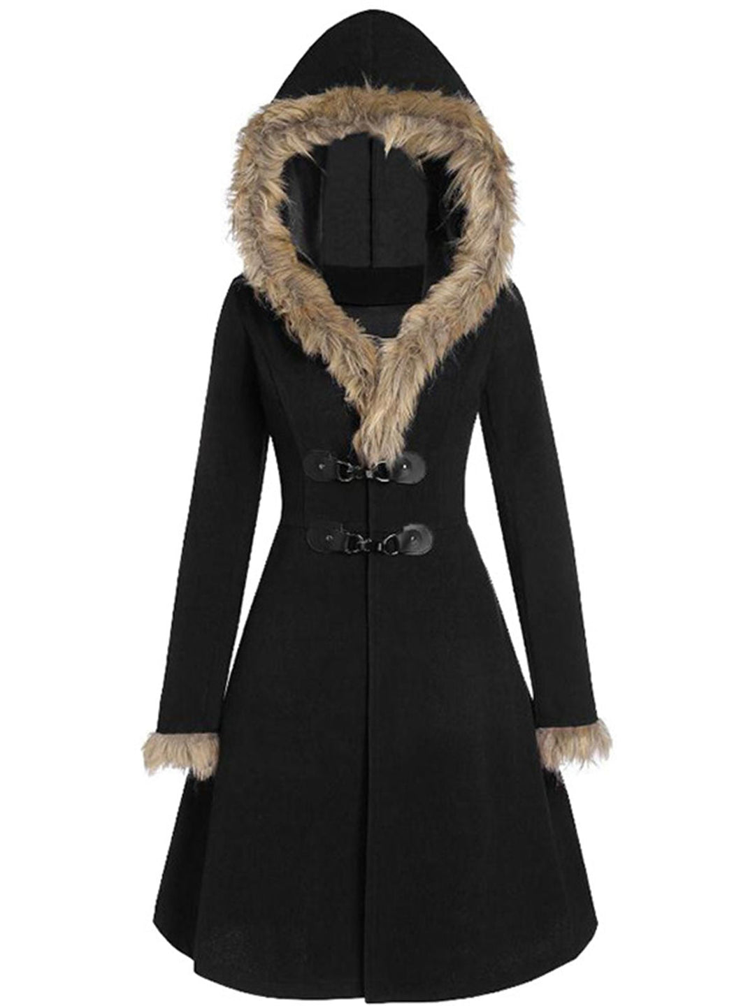 1950s Solid Buckle Fur Trimmed Coat: timeless style reimagined