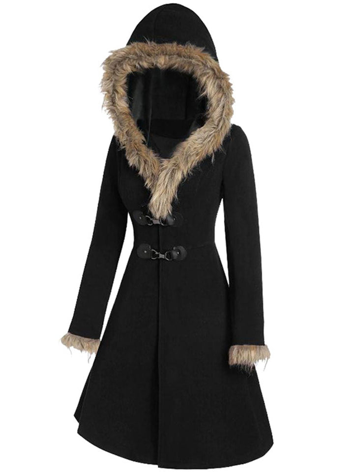 1950s Solid Buckle Fur Trimmed Coat: timeless style reimagined
