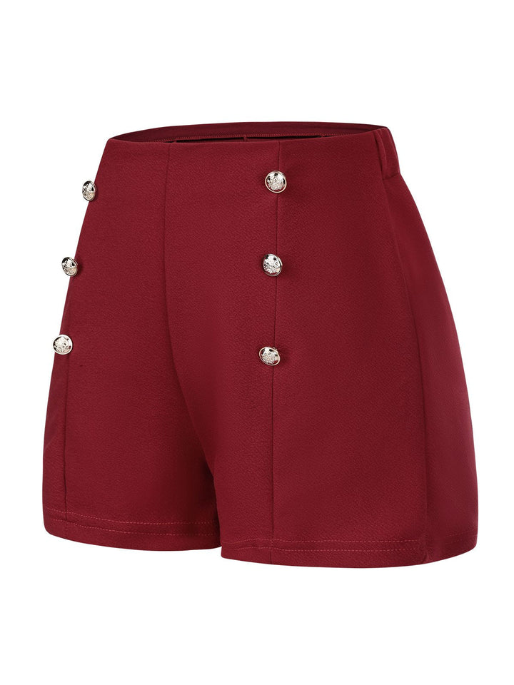 1950s Solid Button High Waisted Shorts, vintage fashion, retro style - perfect for women who love vintage and retro fashion