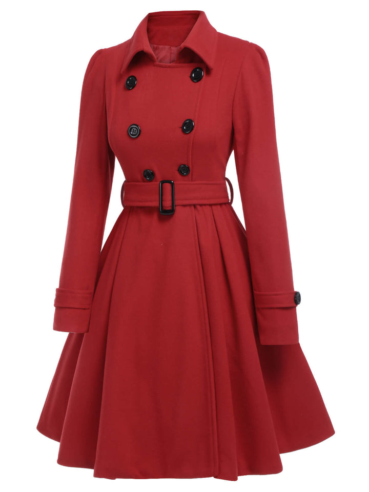 1950s Solid Color Lapel Slim Coat - vintage fashion, style