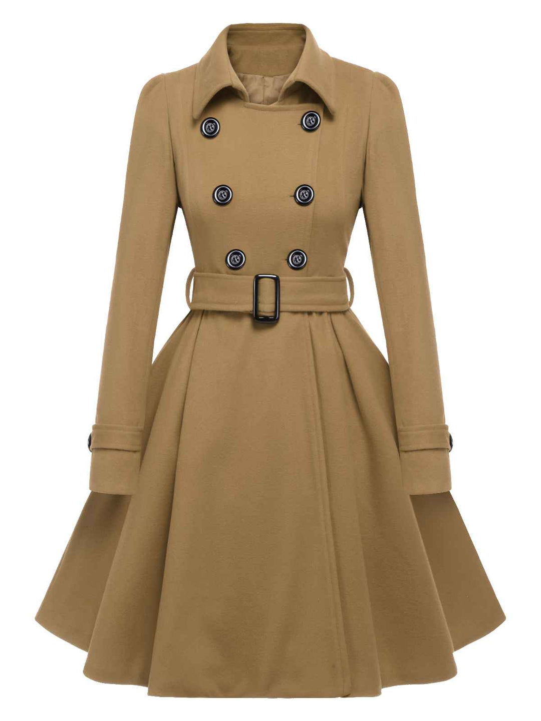 This 1950s Solid Color Lapel Slim Coat is her armor of 1950s elegance