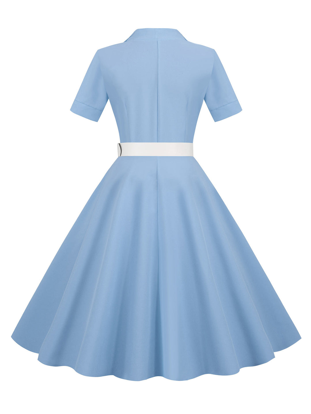 1950s Solid Contrast Lapel Belt Dress, vintage dress, retro fashion, rockabilly, pin-up fashion - perfect for women who love vintage and retro fashion