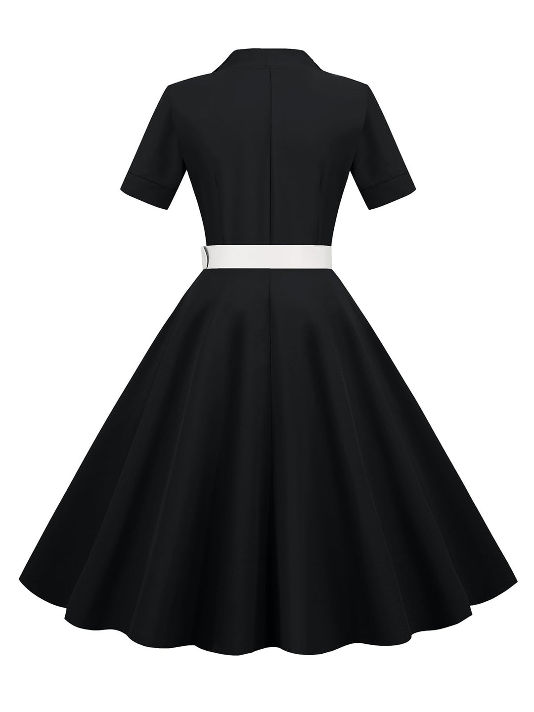 1950s Solid Contrast Lapel Belt Dress, vintage dress, retro fashion, rockabilly, pin-up fashion - perfect for women who love vintage and retro fashion