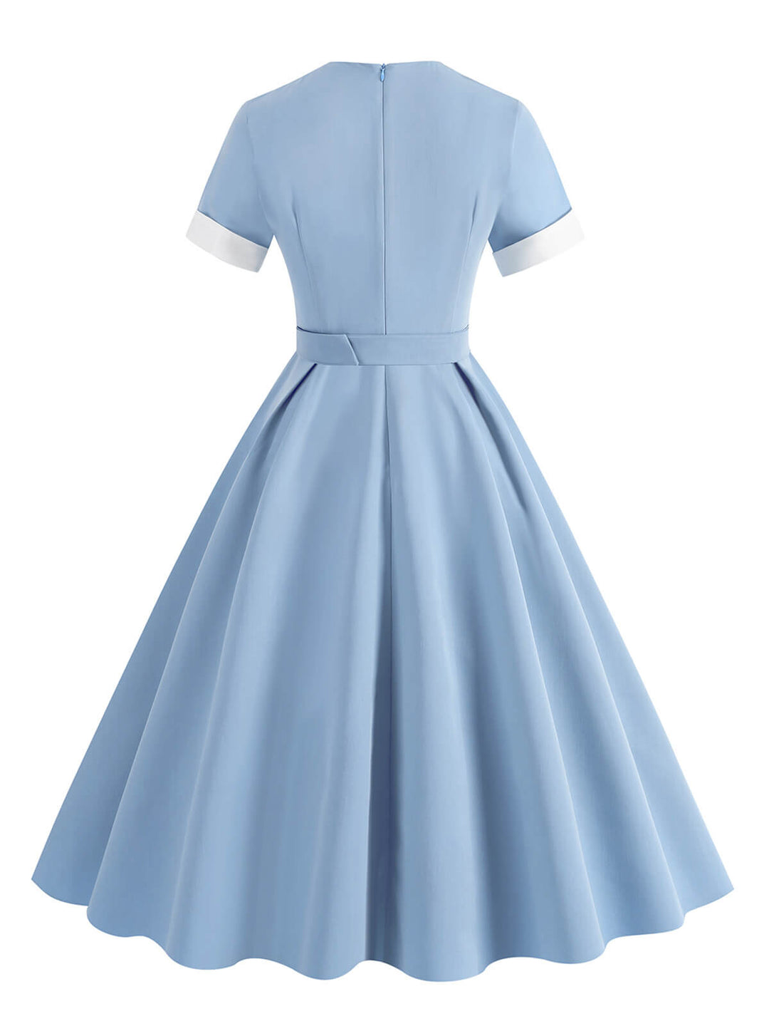 1950s Solid Contrast V-Neck Swing Dress — the kind of 1950s dress that makes strangers smile