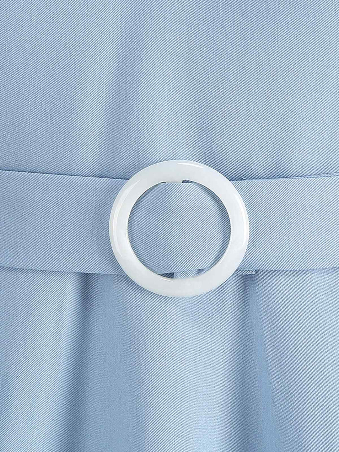 1950s Solid Contrast V-Neck Swing Dress — a 1950s silhouette that turns sidewalks into runways