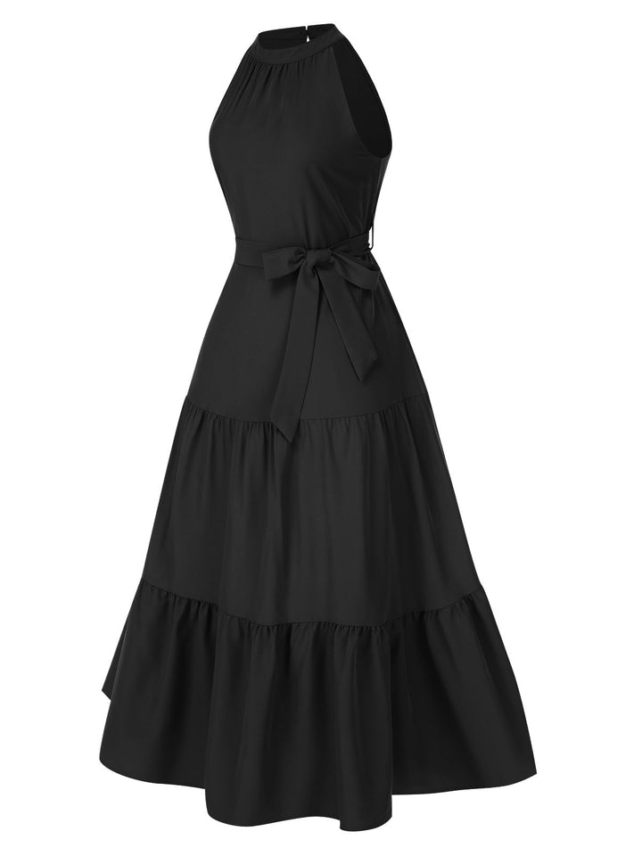 1950s Solid Crew Halter Tiered Dress, vintage dress, retro fashion, rockabilly, pin-up fashion - perfect for women who love vintage and retro fashion