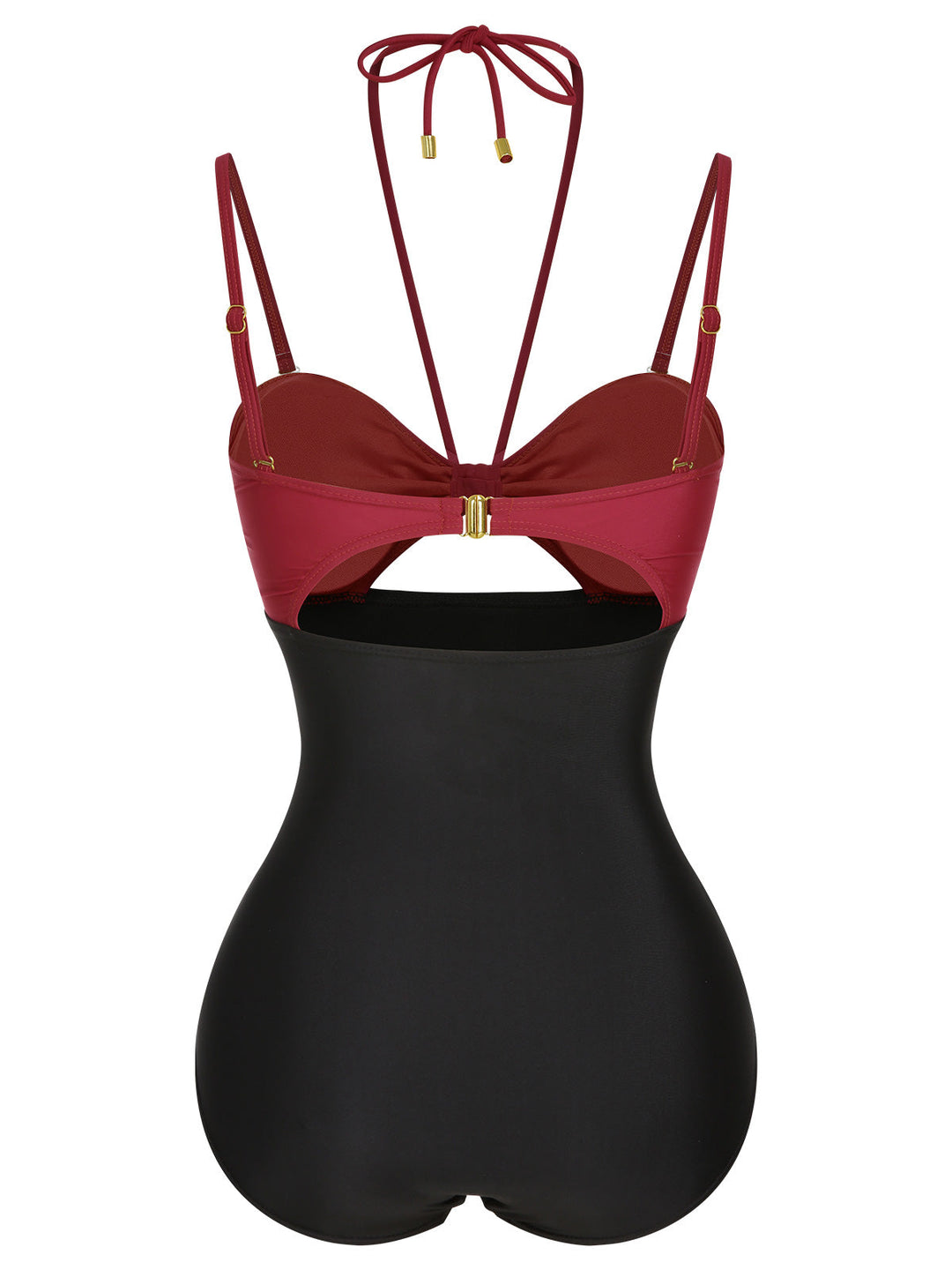 1950s Solid Cutout Halter Strap Swimsuit, vintage swimsuit, pin-up swimwear - perfect for women who love vintage and retro fashion