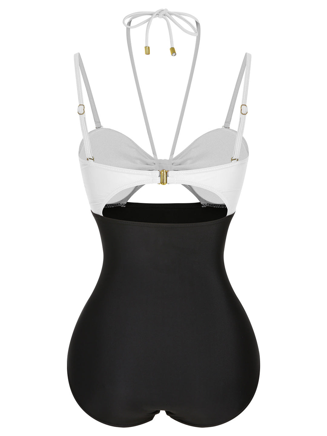 1950s Solid Cutout Halter Strap Swimsuit, vintage swimsuit, pin-up swimwear - perfect for women who love vintage and retro fashion