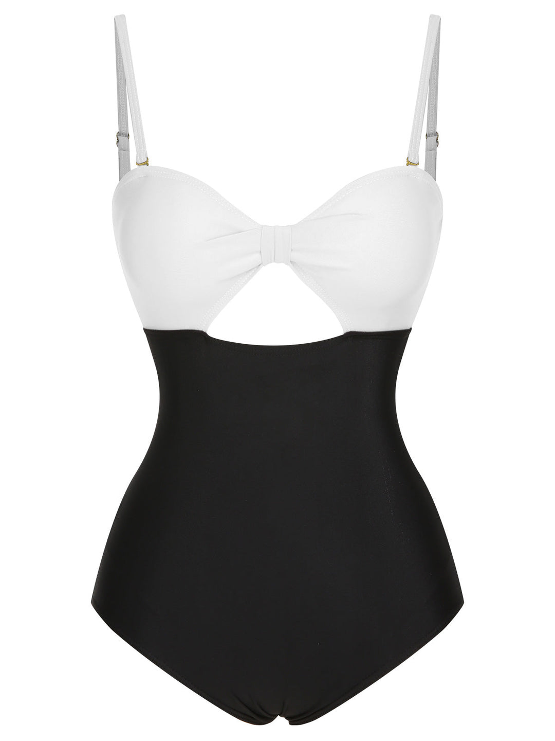 1950s Solid Cutout Halter Strap Swimsuit, vintage swimsuit, pin-up swimwear - perfect for women who love vintage and retro fashion