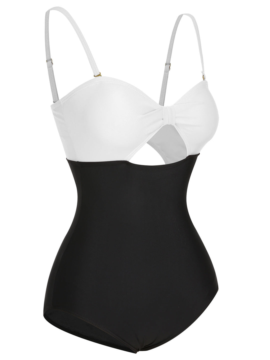 1950s Solid Cutout Halter Strap Swimsuit, vintage swimsuit, pin-up swimwear - perfect for women who love vintage and retro fashion