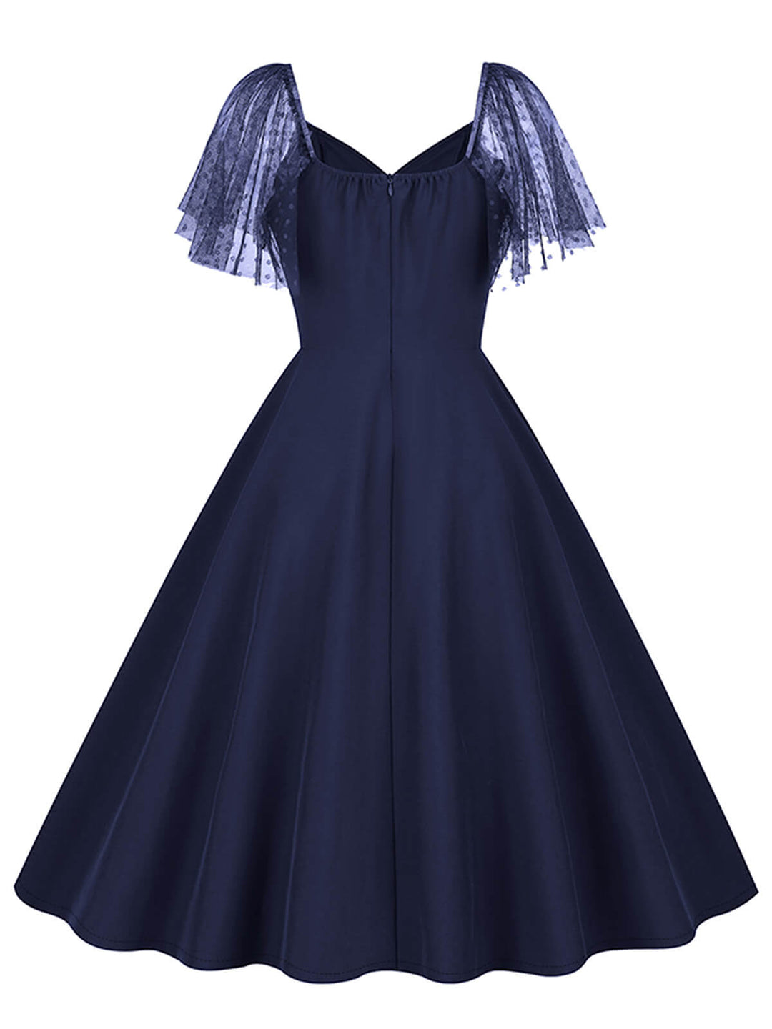 1950s Solid Dots Mesh Sleeve V-Neck Dress — a 1950s silhouette that turns sidewalks into runways