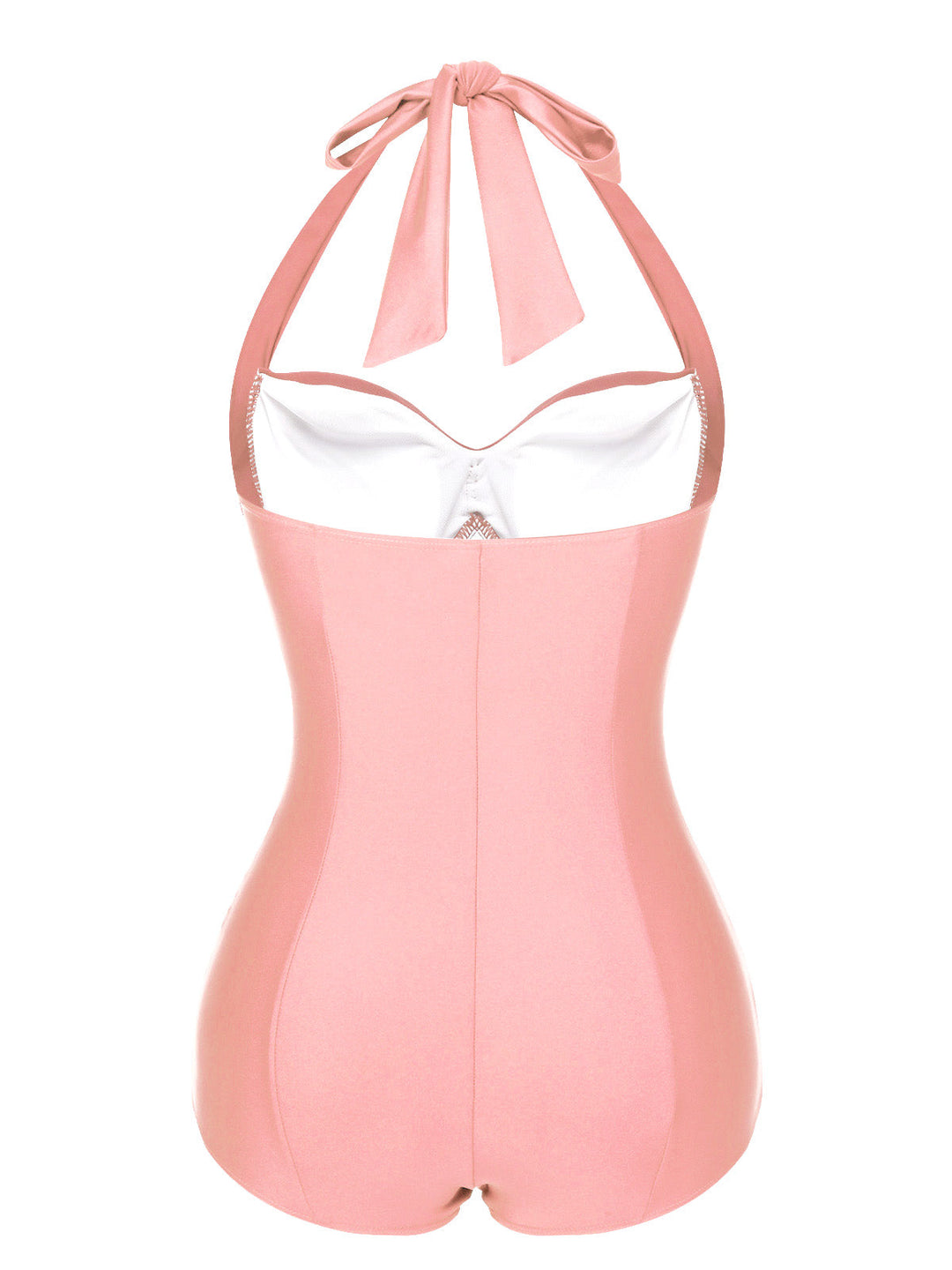 Solid Gathered Halter Swimsuit - vintage swi