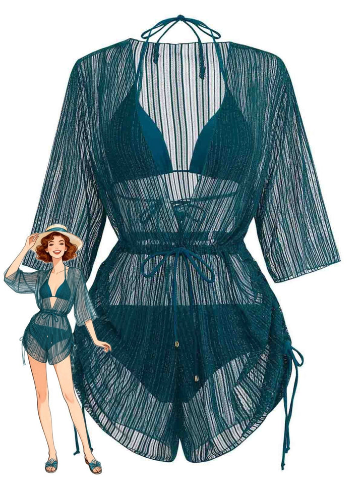 Solid-Halter-Bikini-Set-Shimmer-Cover-Up, vintage, retro, swimwear