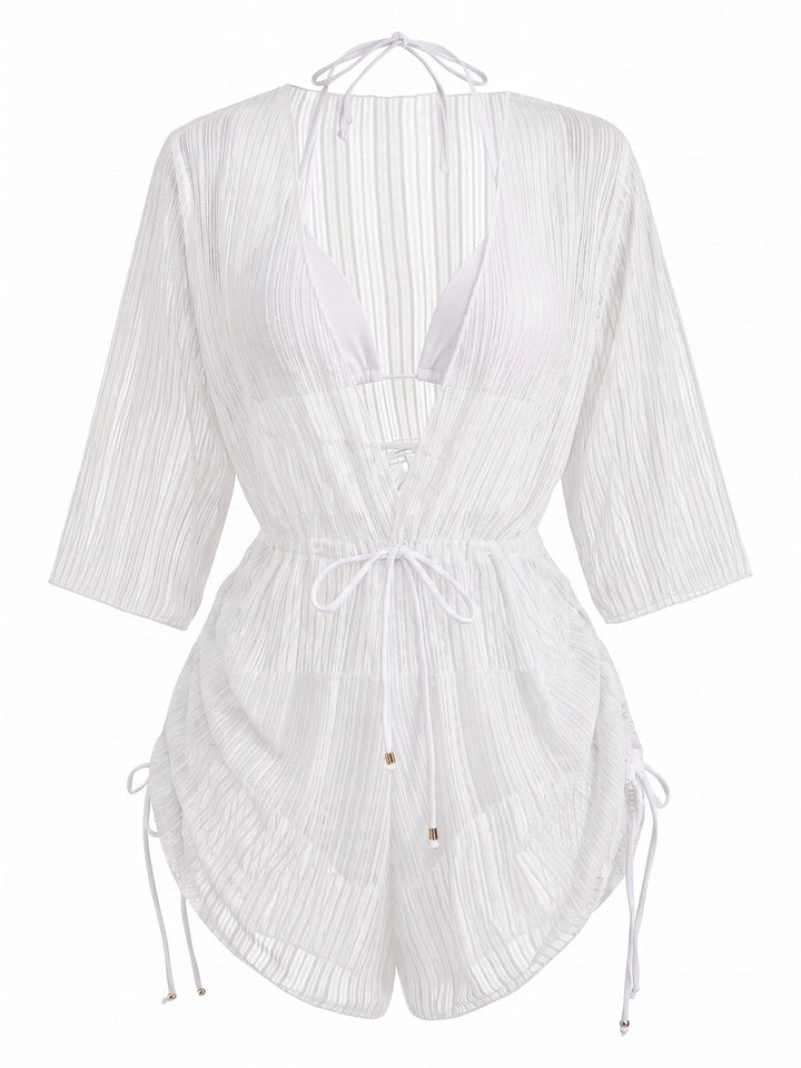 Solid-Halter-Bikini-Set-Shimmer-Cover-Up, vintage, retro, swimwear