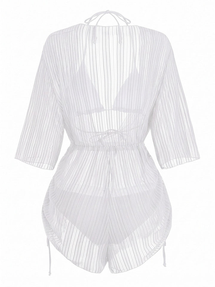 Solid-Halter-Bikini-Set-Shimmer-Cover-Up, vintage, retro, swimwear