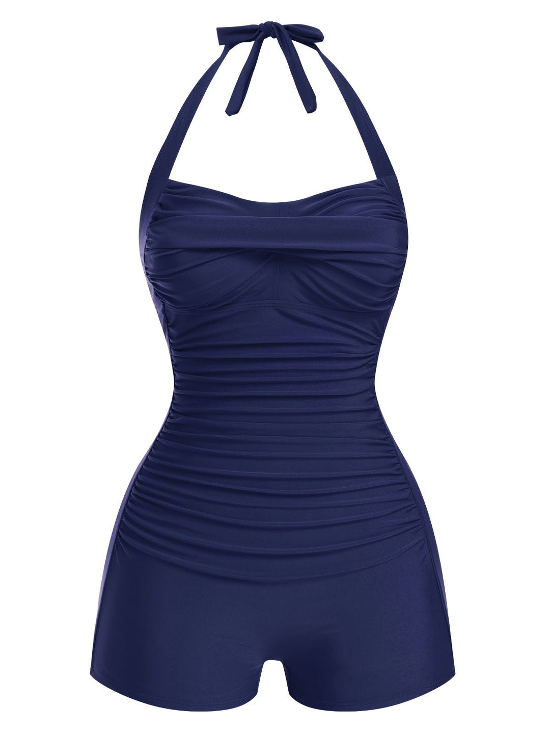 1950s Solid Halter Boxer One-Piece Swimsuit — because 1950s glamour never goes out of style