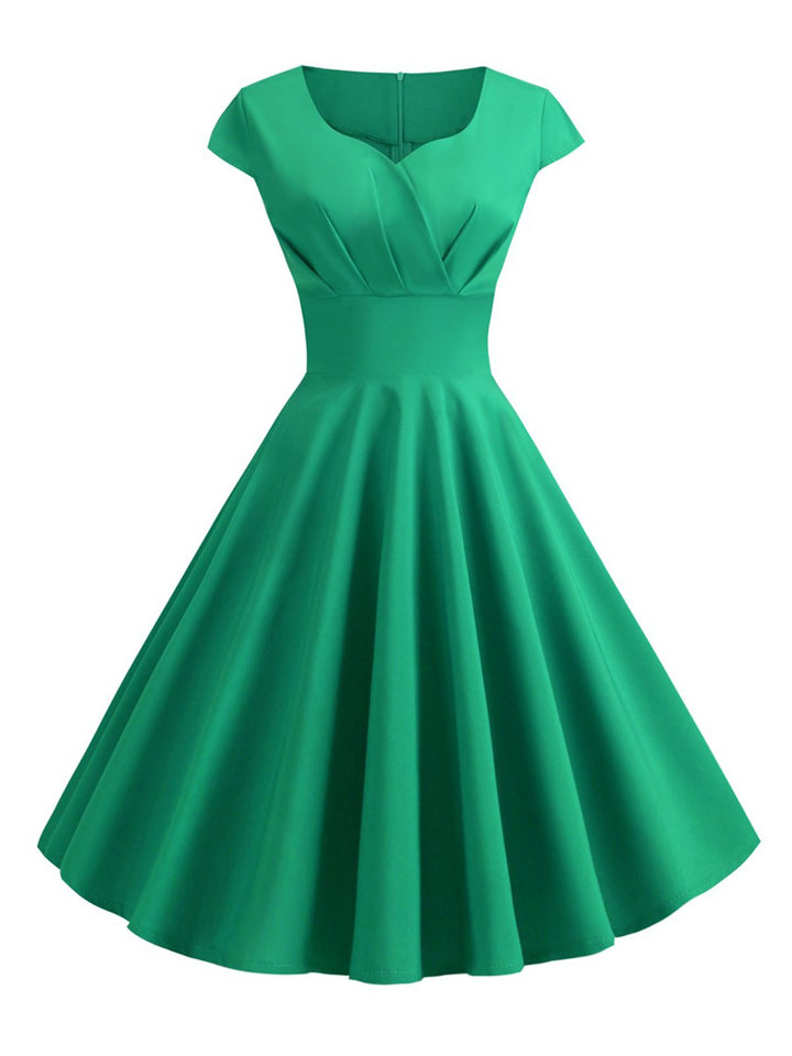 1950s Solid Heart Neck Short Sleeve Dress — the kind of 1950s dress that makes strangers smile