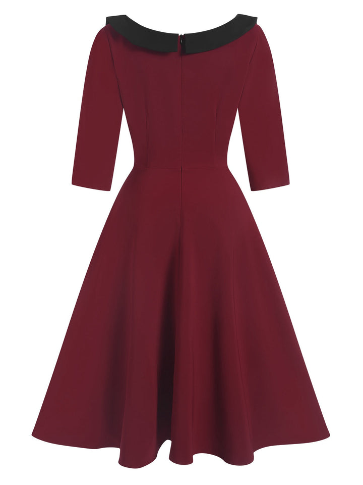 1950s Solid Irregular Collar Half Sleeves Dress, vintage dress, retro fashion, rockabilly, pin-up fashion - perfect for women who love vintage and retro fashion