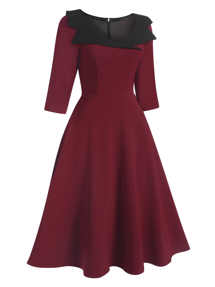 1950s Solid Irregular Collar Half Sleeves Dress, vintage dress, retro fashion, rockabilly, pin-up fashion - perfect for women who love vintage and retro fashion