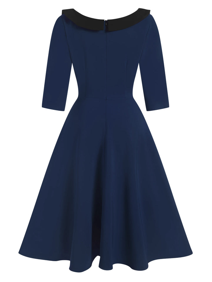 1950s Solid Irregular Collar Half Sleeves Dress, vintage dress, retro fashion, rockabilly, pin-up fashion - perfect for women who love vintage and retro fashion