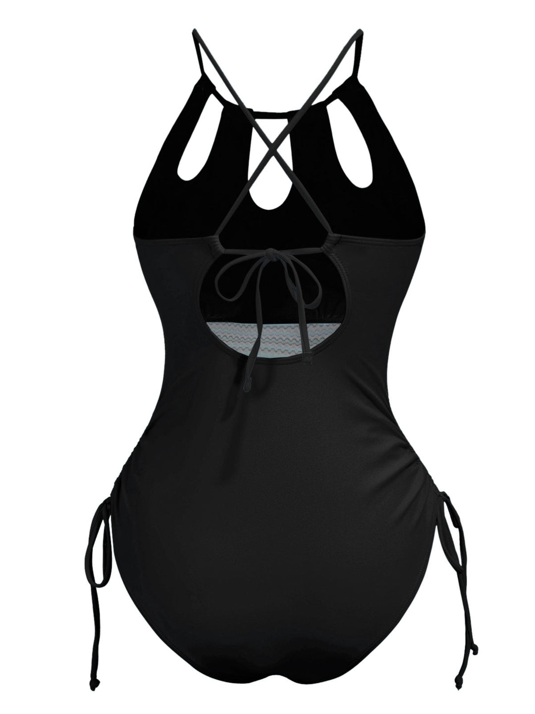 1950s Solid Keyhole Collar Cross-Bind Swimsuit: 1950s Riviera elegance, reimagined for her