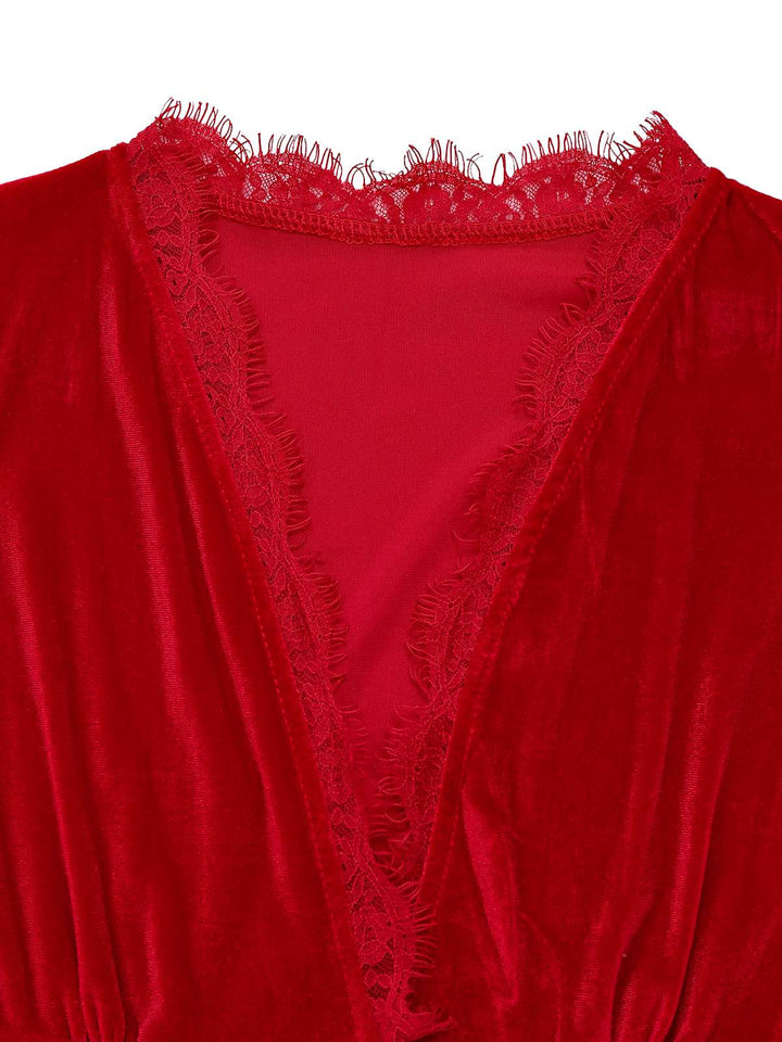 1950s Solid Keyhole High Neck Velvet Jumpsuit - vintage jumpsuit, retro fashion