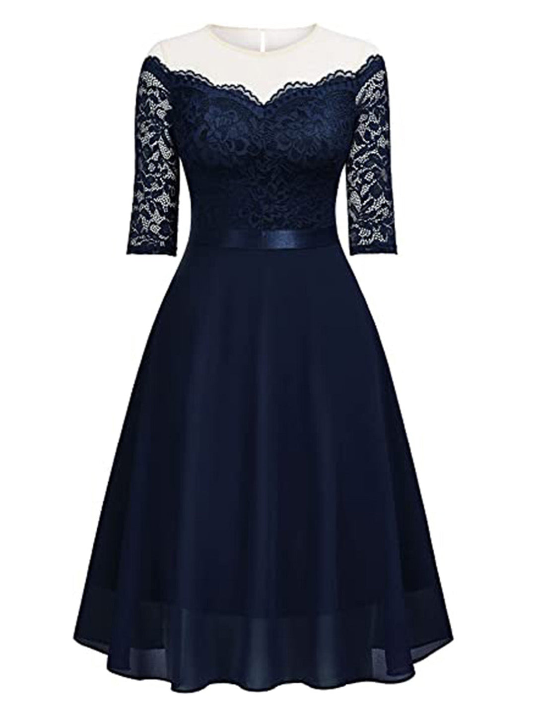 1950s Solid Lace Off Shoulder Patchwork Dress: timeless style reimagined