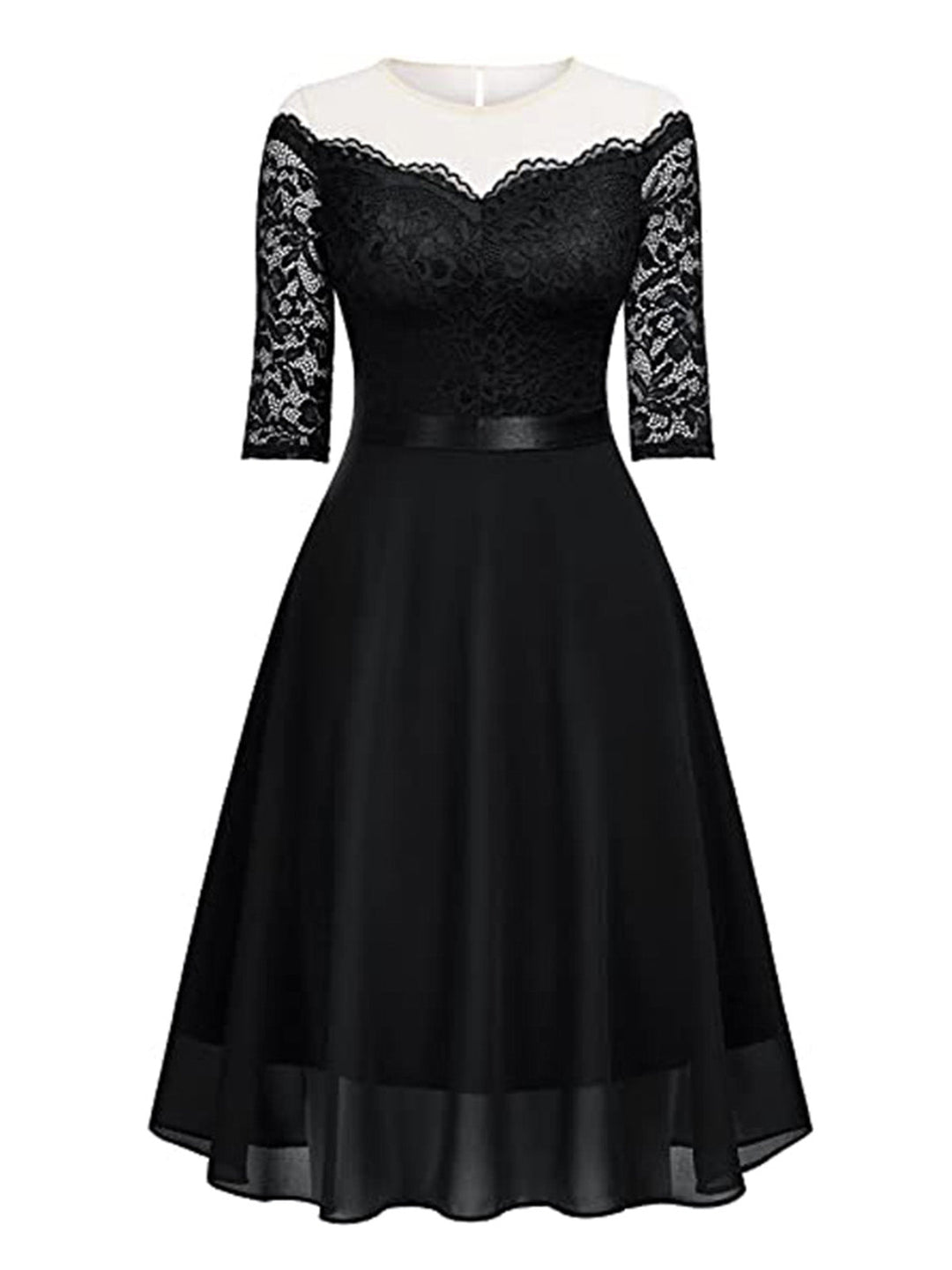 1950s Solid Lace Off Shoulder Patchwork Dress — vintage elegance for the modern woman