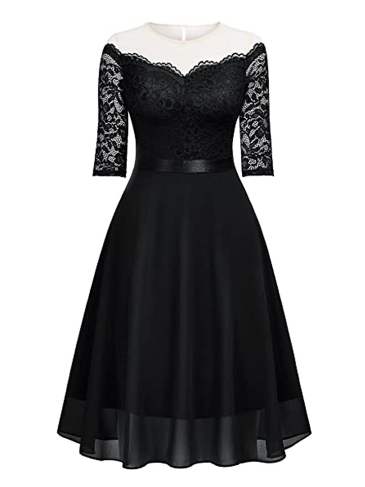 1950s Solid Lace Off Shoulder Patchwork Dress — vintage elegance for the modern woman