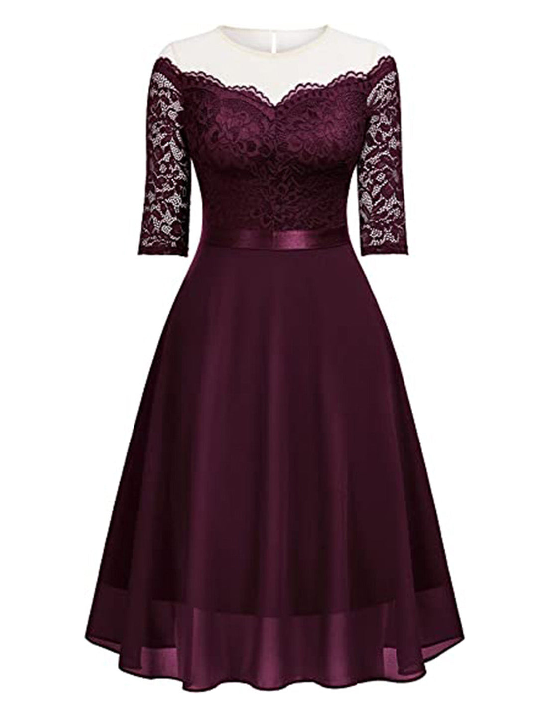 1950s Solid Lace Off Shoulder Patchwork Dress: timeless style reimagined