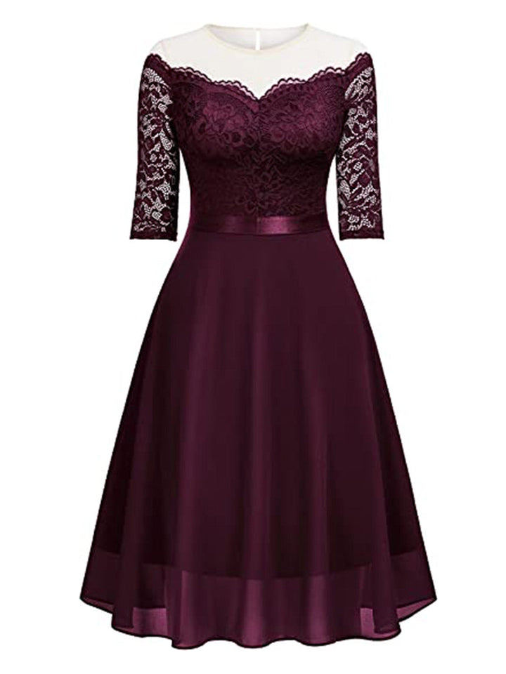 1950s Solid Lace Off Shoulder Patchwork Dress: timeless style reimagined