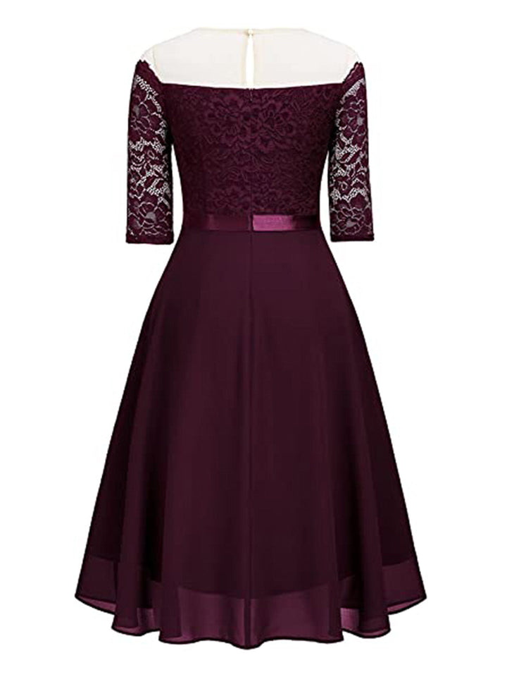 1950s Solid Lace Off Shoulder Patchwork Dress — vintage elegance for the modern woman