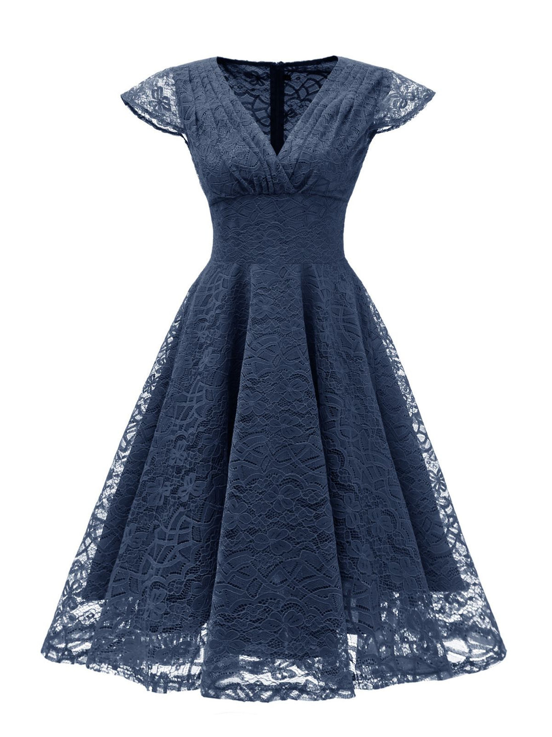 1950s Solid Lace Pleated V-Neck Dress: timeless style reimagined