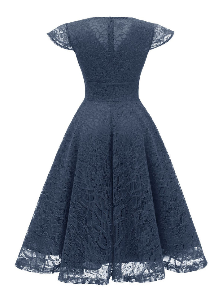 1950s Solid Lace Pleated V-Neck Dress — vintage elegance for the modern woman