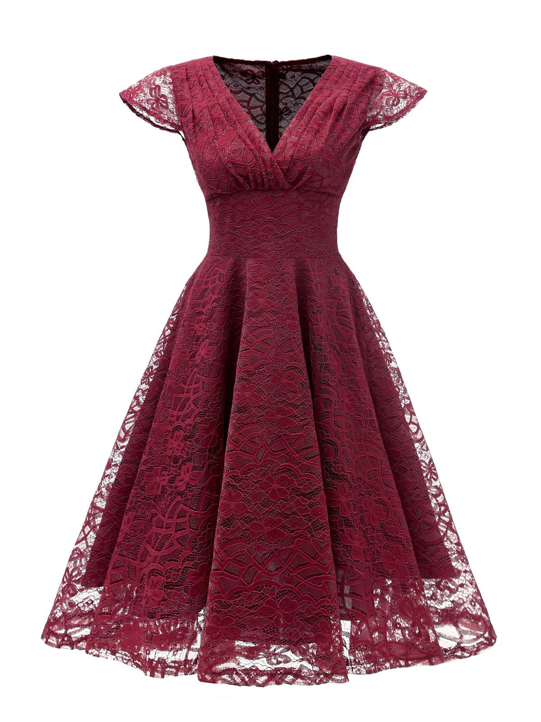 1950s Solid Lace Pleated V-Neck Dress: timeless style reimagined