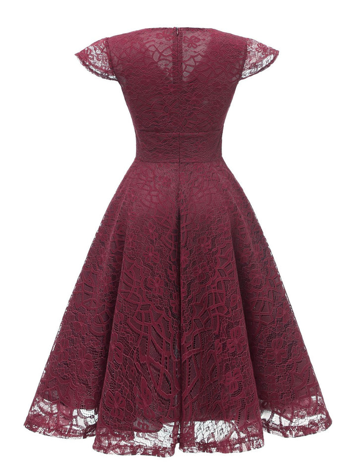 1950s Solid Lace Pleated V-Neck Dress — vintage elegance for the modern woman