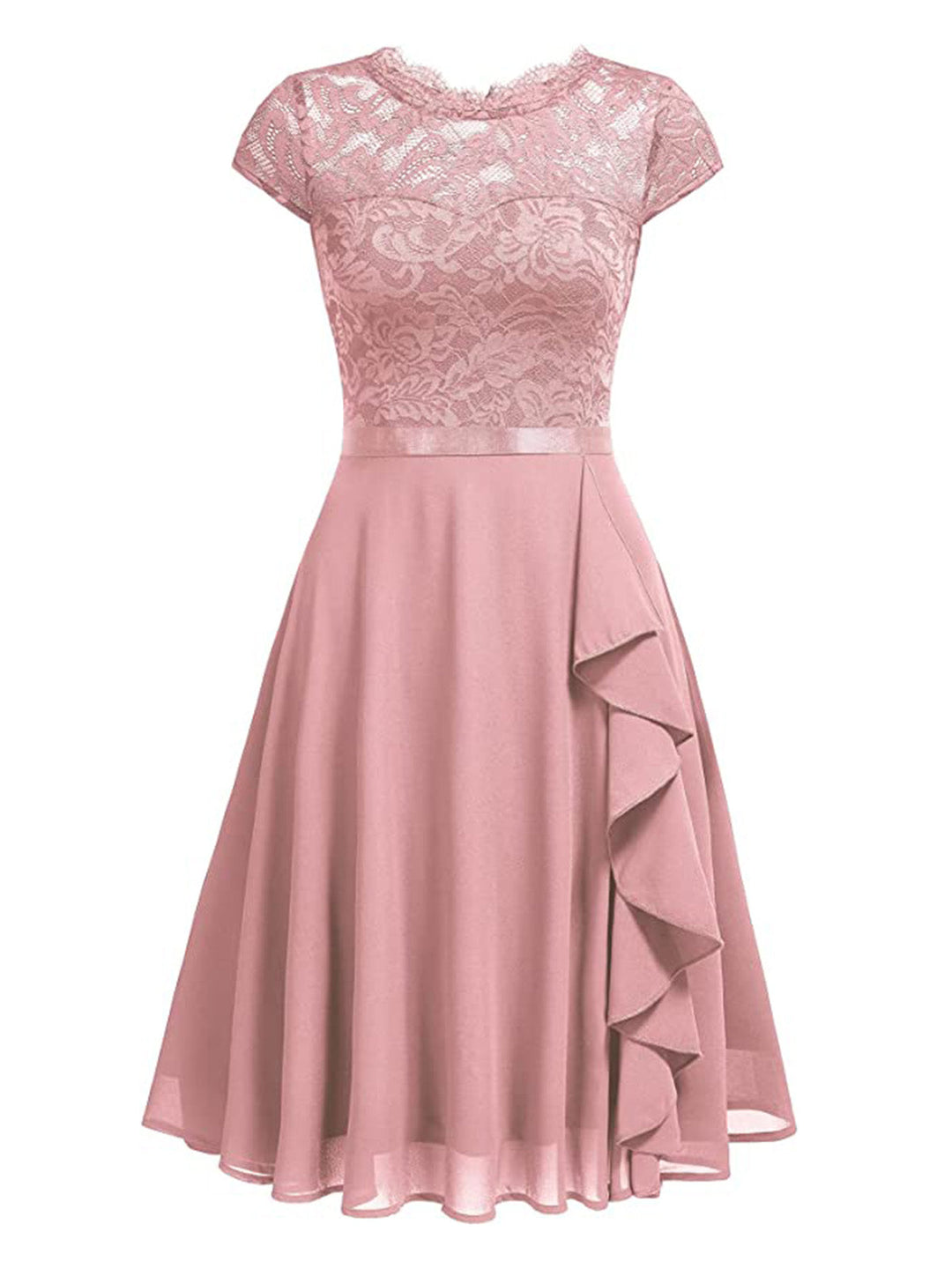 1950s Solid Lace Round Neck Patchwork Dress: timeless style reimagined