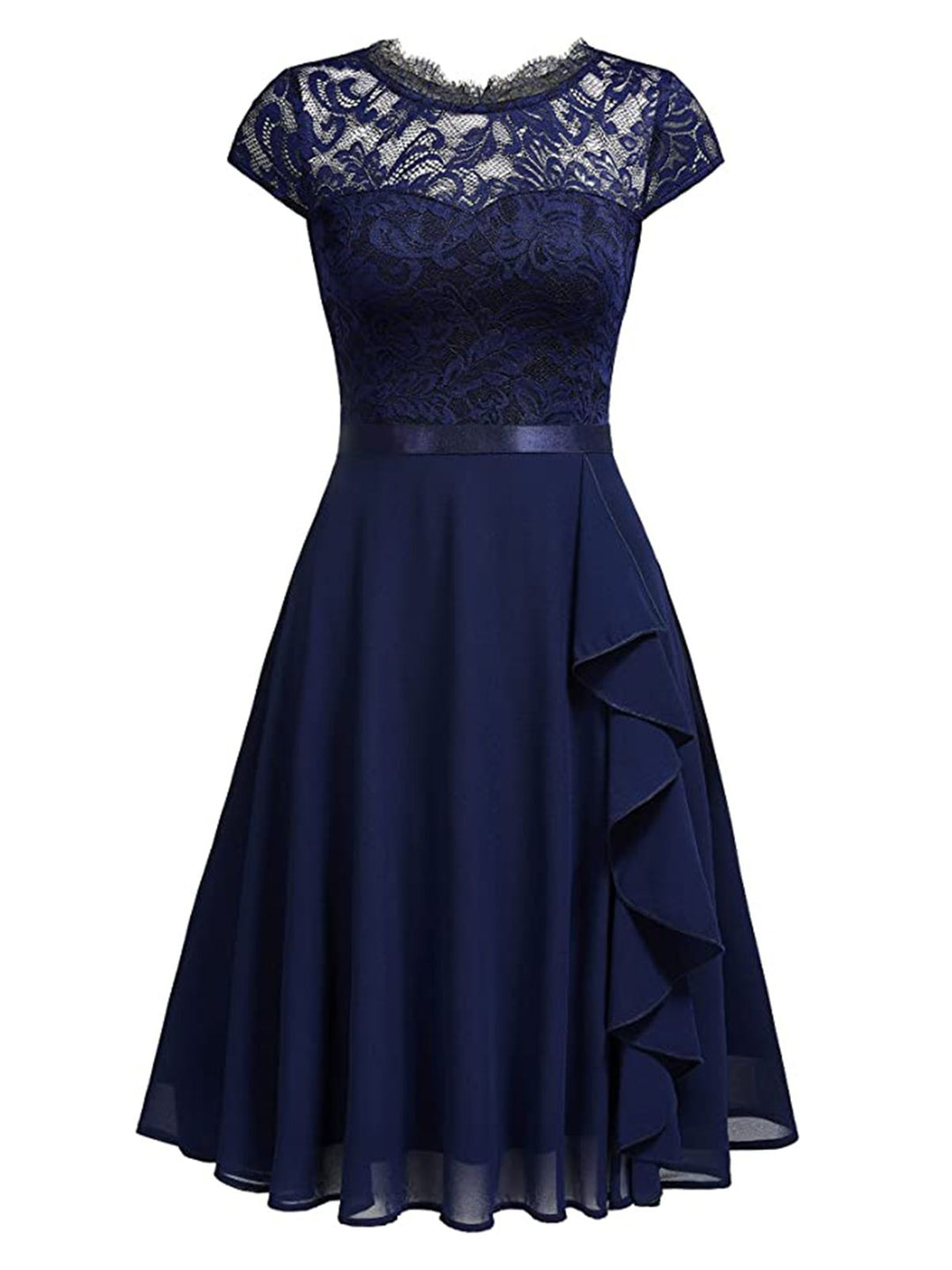 1950s Solid Lace Round Neck Patchwork Dress — vintage elegance for the modern woman